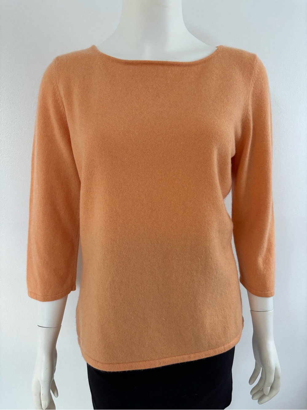 Lands' End Orange Crewneck 100% Cashmere Sweater